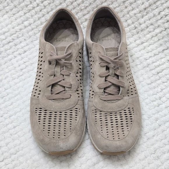 Dansko Charlie Lace Up Sneakers EUR 41 US Womens Size 10 Beige Perforated  Suede - Picture 2 of 10